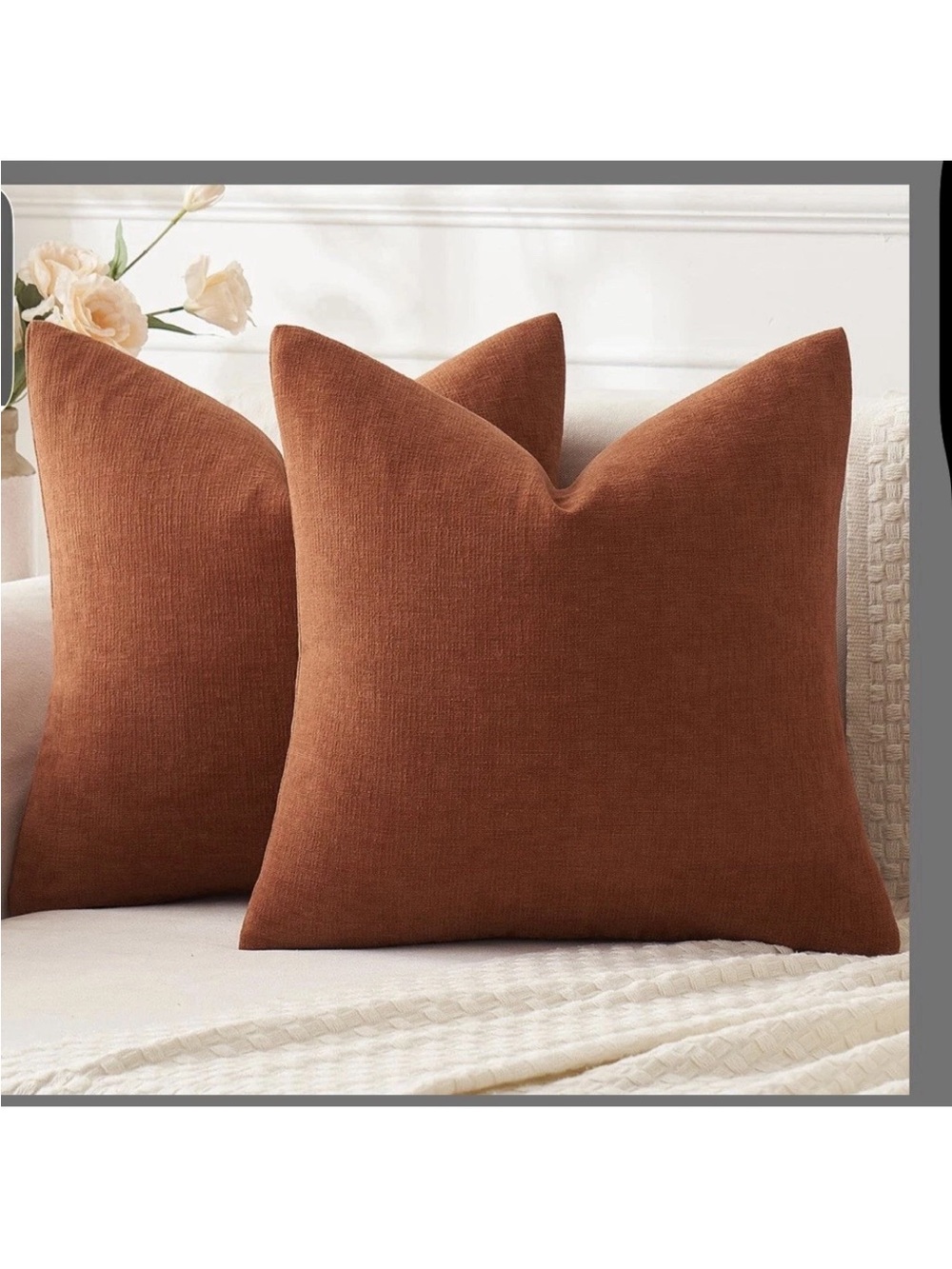 New set of 2- 16”x16” Rust Brown Solid Square Throw Pillow Covers Decor #1068